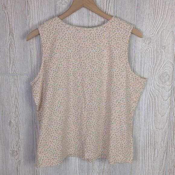 Duck Head Womens Large Popover Sleeveless Top Cream Floral Print Stretch - Picture 2 of 7